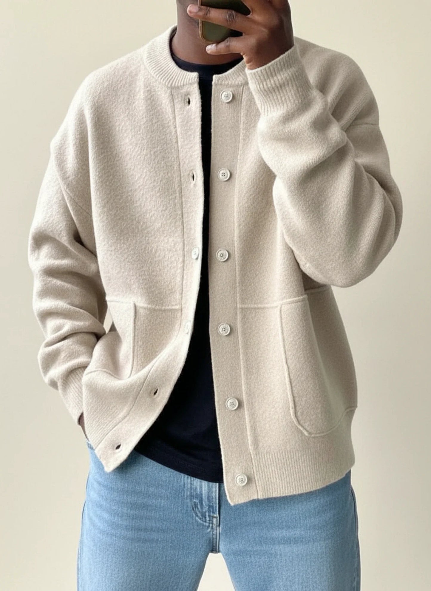 Modern Knit Cardigan for Men | Button Front Utility Design