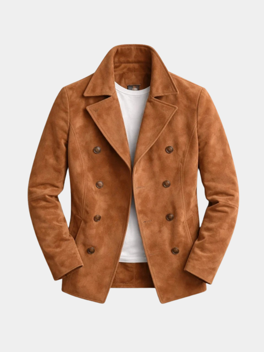 Double-Breasted Suede-Style Jacket for Men | Tailored Modern Fit