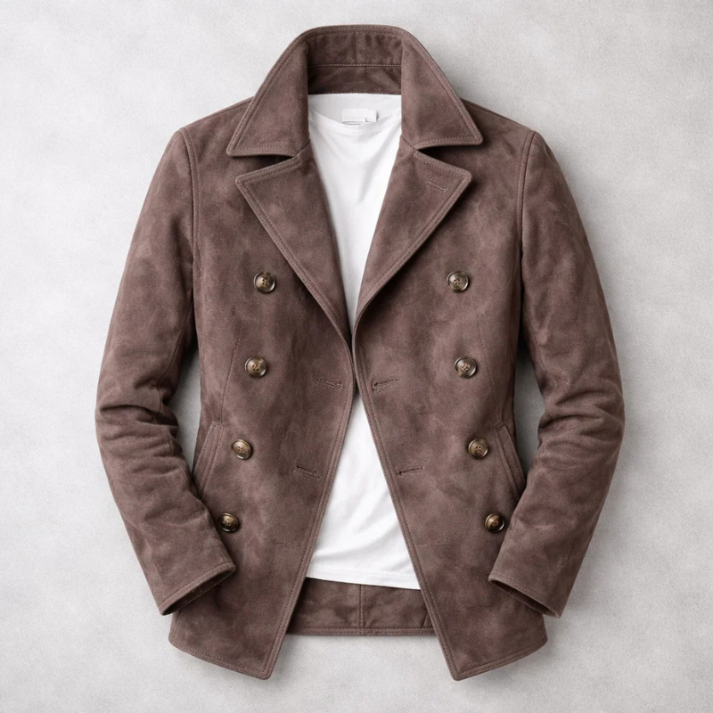 Double-Breasted Suede-Style Jacket for Men | Tailored Modern Fit