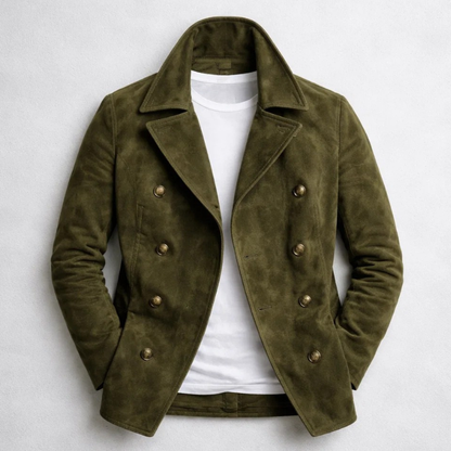 Double-Breasted Suede-Style Jacket for Men | Tailored Modern Fit