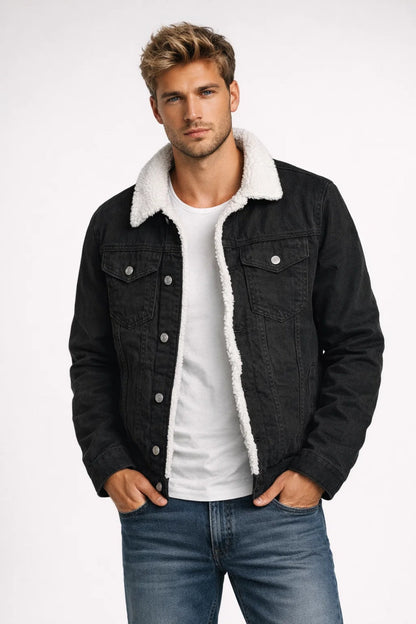 Sherpa-Lined Denim Jacket for Men | Classic Winter Essential