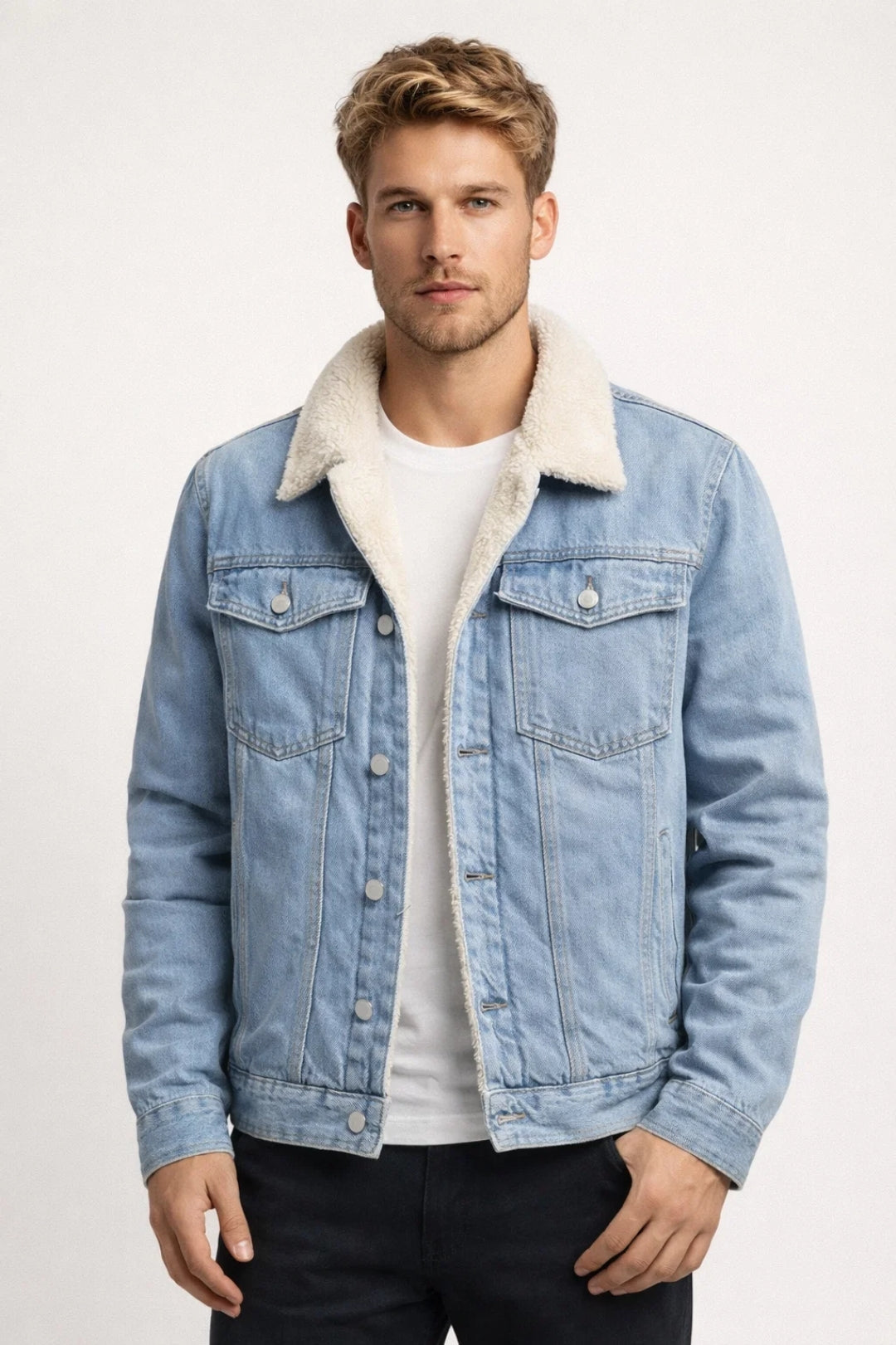 Sherpa-Lined Denim Jacket for Men | Classic Winter Essential