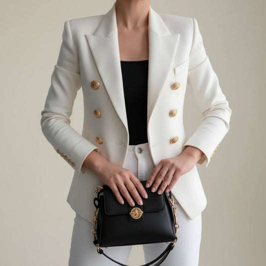 Elegant Double Breasted Blazer for Women | Structured Tailored Design