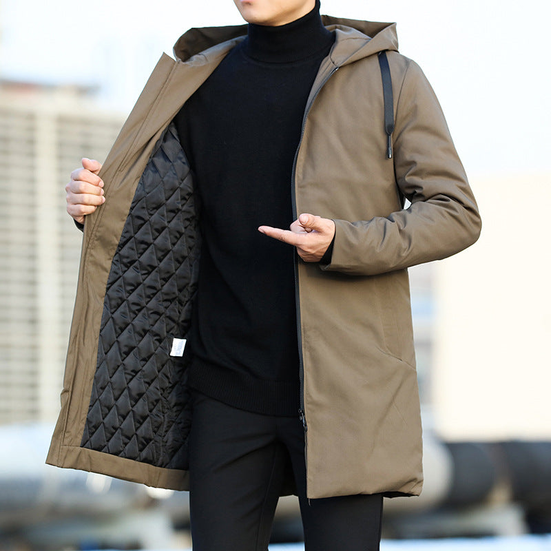 Classic Overcoat for Men | Hooded Longline Layer & Quilted Lined Warmth