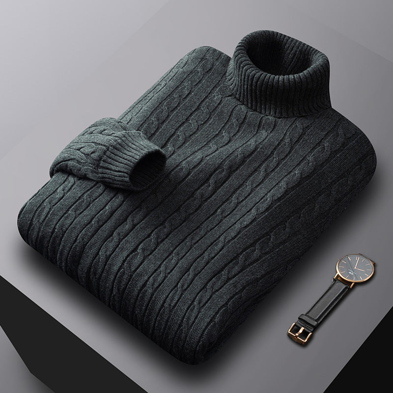 Refined Cable Turtleneck Sweater for Men | Classic Knit Design