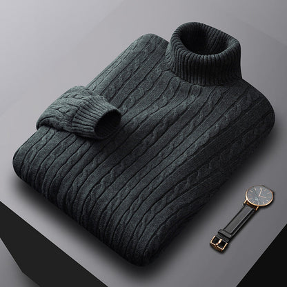 Refined Cable Turtleneck Sweater for Men | Classic Knit Design