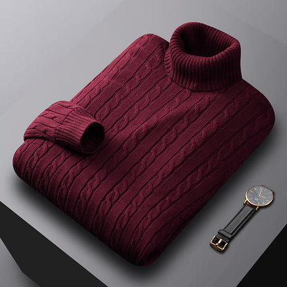 Refined Cable Turtleneck Sweater for Men | Classic Knit Design