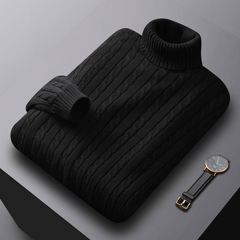 Refined Cable Turtleneck Sweater for Men | Classic Knit Design