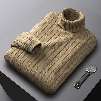 Refined Cable Turtleneck Sweater for Men | Classic Knit Design