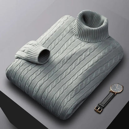 Refined Cable Turtleneck Sweater for Men | Classic Knit Design