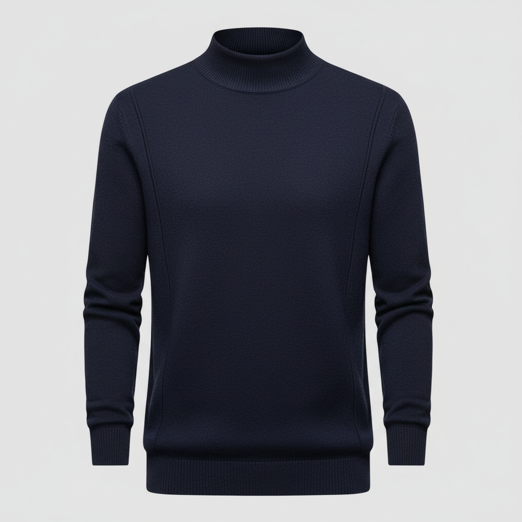 Classic High Neck Sweater for Men | Slim Silhouette Knit Pullover