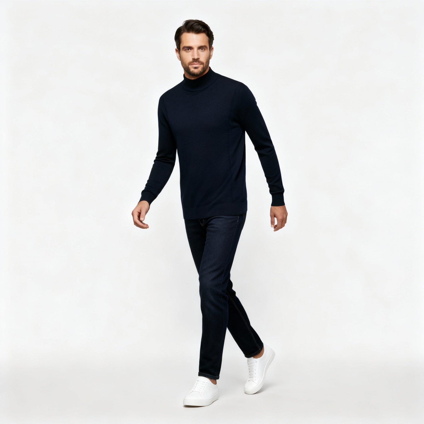 Classic High Neck Sweater for Men | Slim Silhouette Knit Pullover
