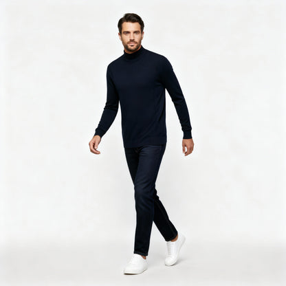 Classic High Neck Sweater for Men | Slim Silhouette Knit Pullover