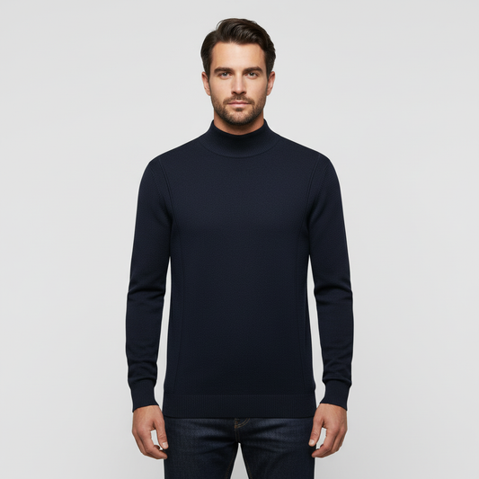 Classic High Neck Sweater for Men | Slim Silhouette Knit Pullover