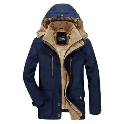 Insulated Hooded Parka for Men | Multi-Pocket Winter Jacket