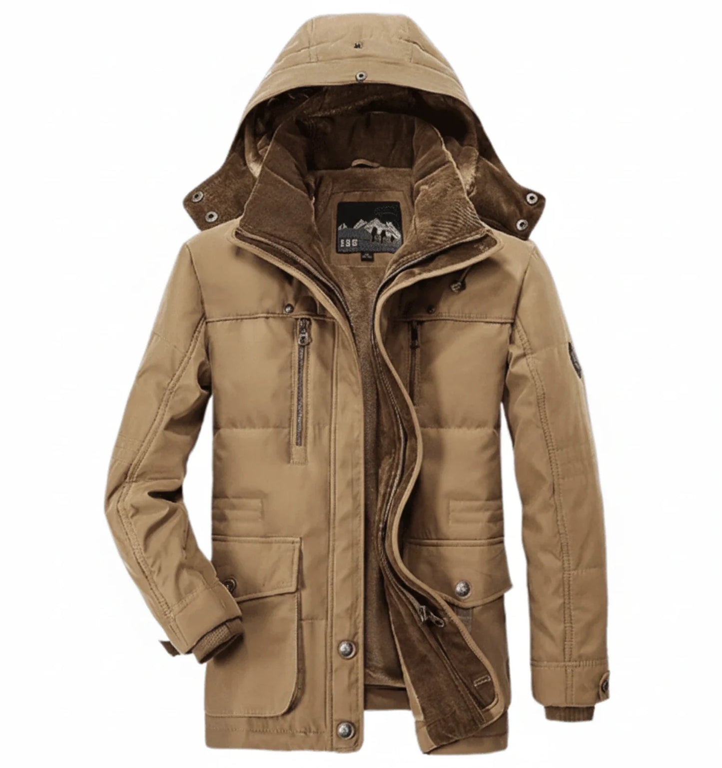 Insulated Hooded Parka for Men | Multi-Pocket Winter Jacket
