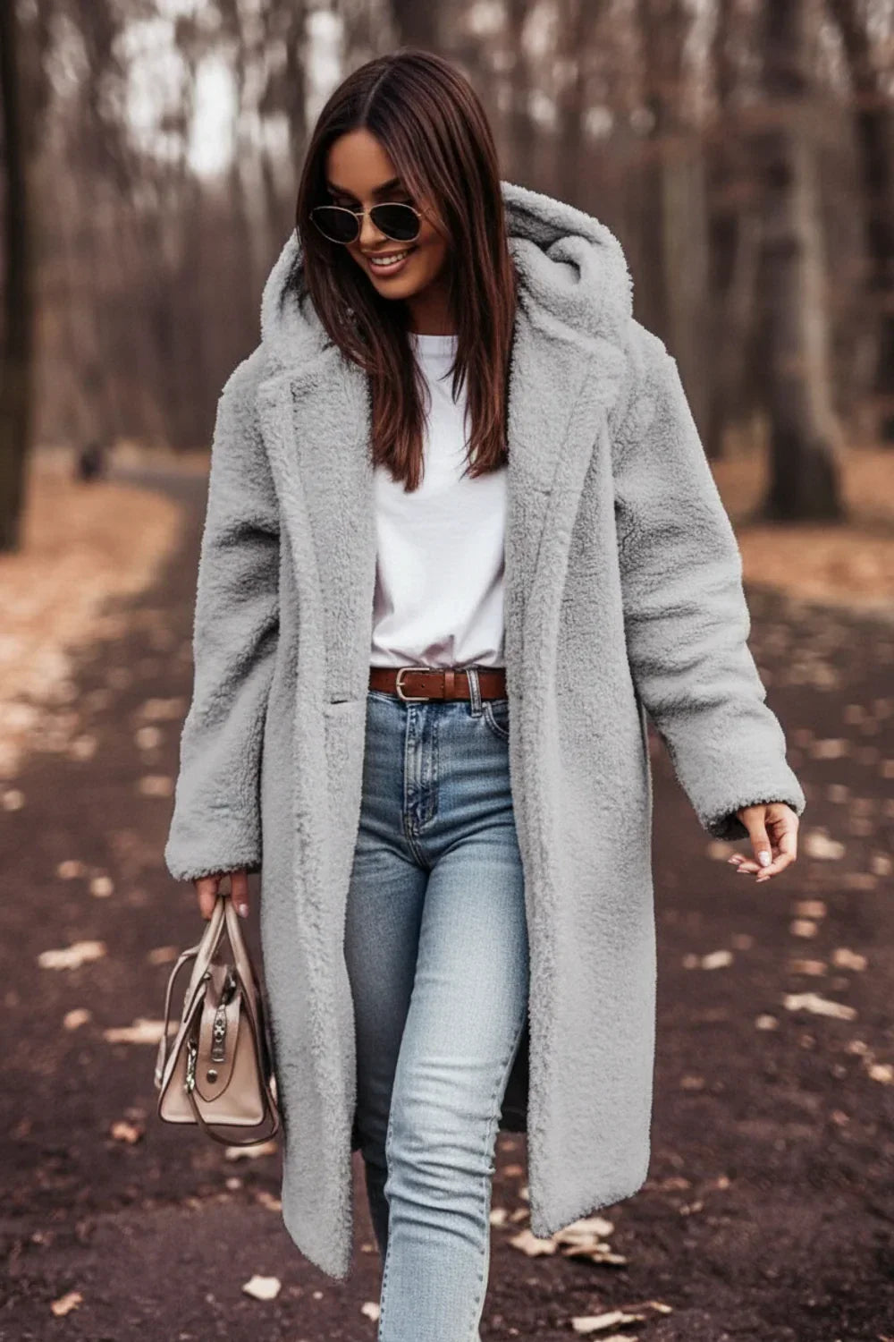 Chic Teddy Jacket for Women | Hooded Longline Sherpa Coat