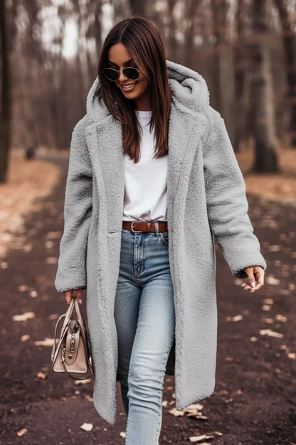 Chic Teddy Jacket for Women | Hooded Longline Sherpa Coat
