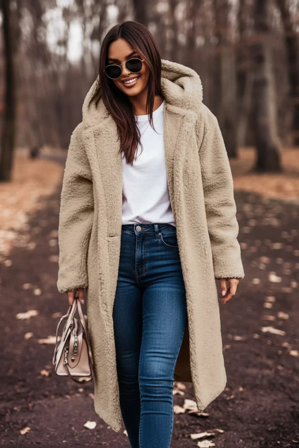 Chic Teddy Jacket for Women | Hooded Longline Sherpa Coat