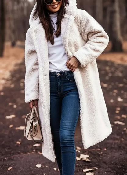 Chic Teddy Jacket for Women | Hooded Longline Sherpa Coat