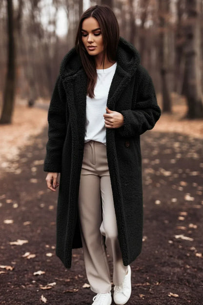 Chic Teddy Jacket for Women | Hooded Longline Sherpa Coat