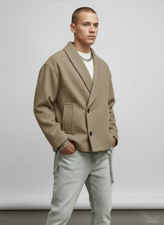 Tailored Shawl Collar Jacket for Men | Refined Minimal Style