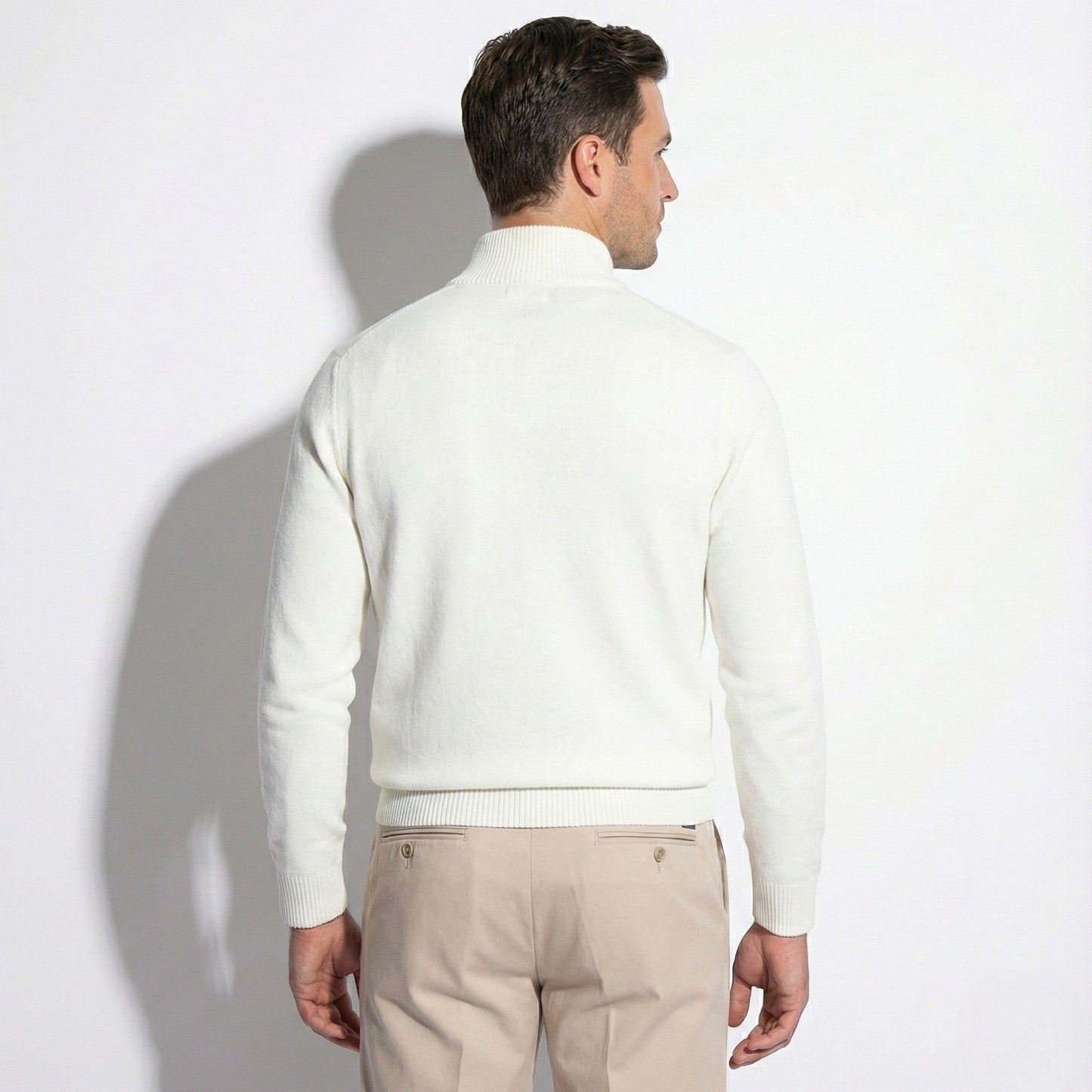 Refined Knitted Polo for Men | Half Zip Smart Casual Sweater