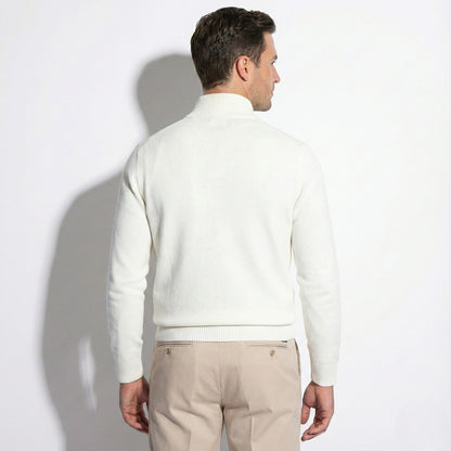 Refined Knitted Polo for Men | Half Zip Smart Casual Sweater