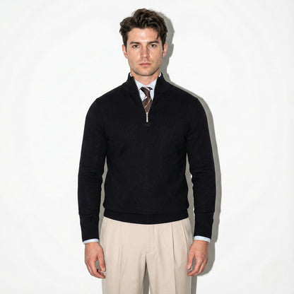 Refined Knitted Polo for Men | Half Zip Smart Casual Sweater