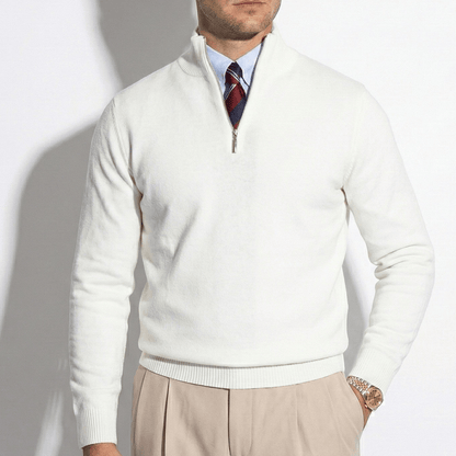 Refined Knitted Polo for Men | Half Zip Smart Casual Sweater