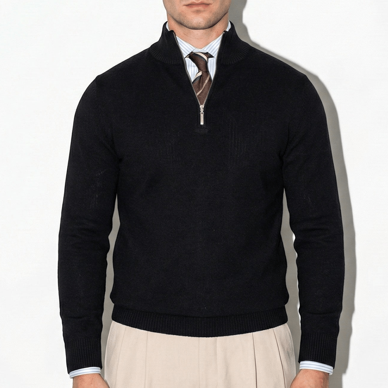 Refined Knitted Polo for Men | Half Zip Smart Casual Sweater