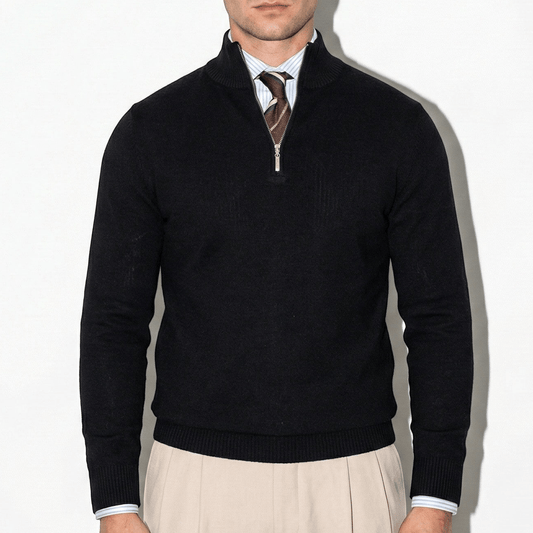 Refined Knitted Polo for Men | Half Zip Smart Casual Sweater