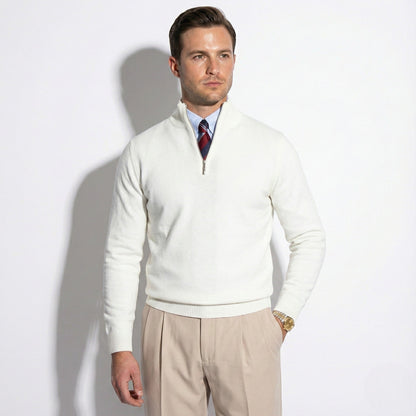 Refined Knitted Polo for Men | Half Zip Smart Casual Sweater