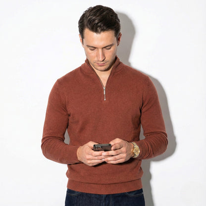 Refined Knitted Polo for Men | Half Zip Smart Casual Sweater