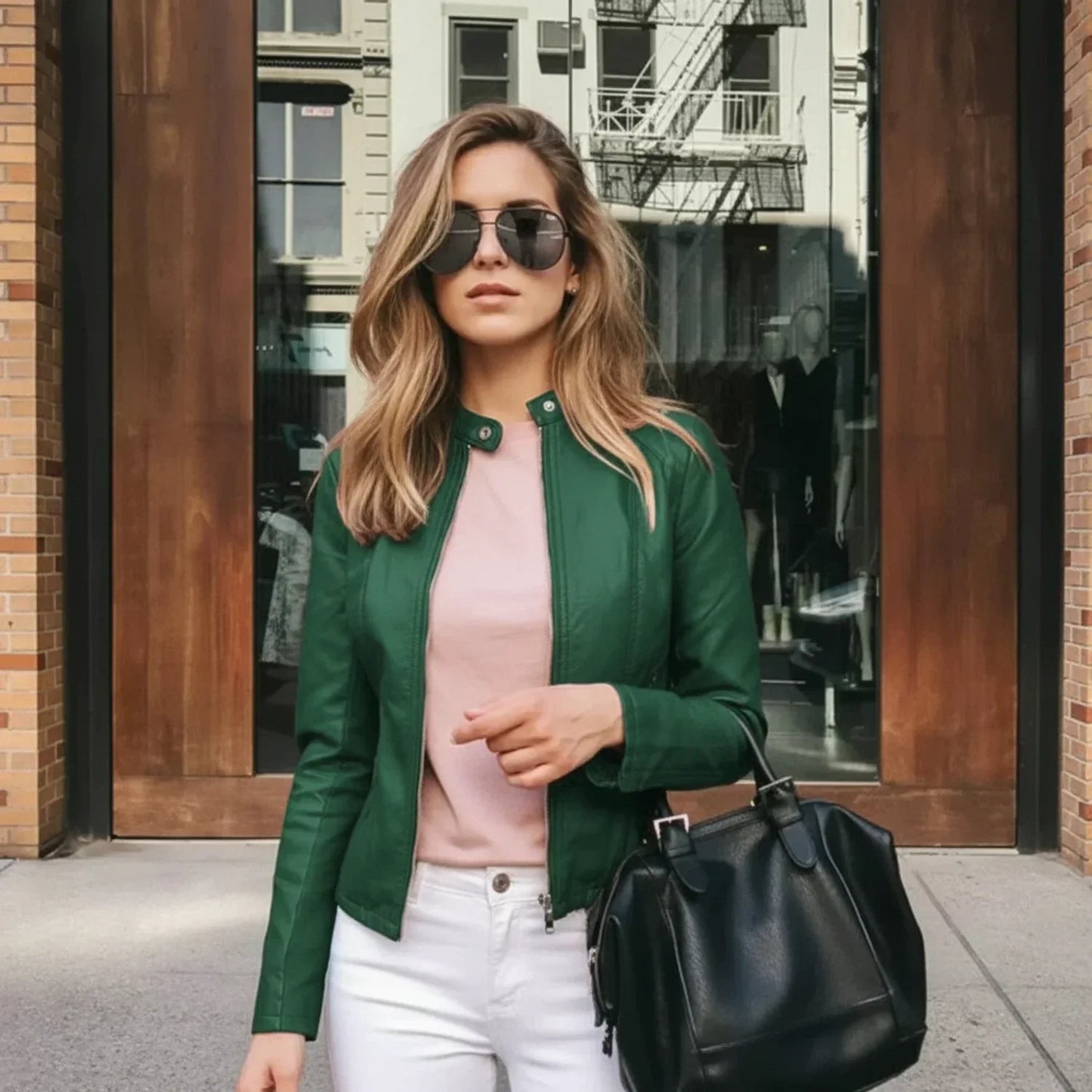 Modern Leather Jacket for Women | Classic Zip-Up Biker Jacket