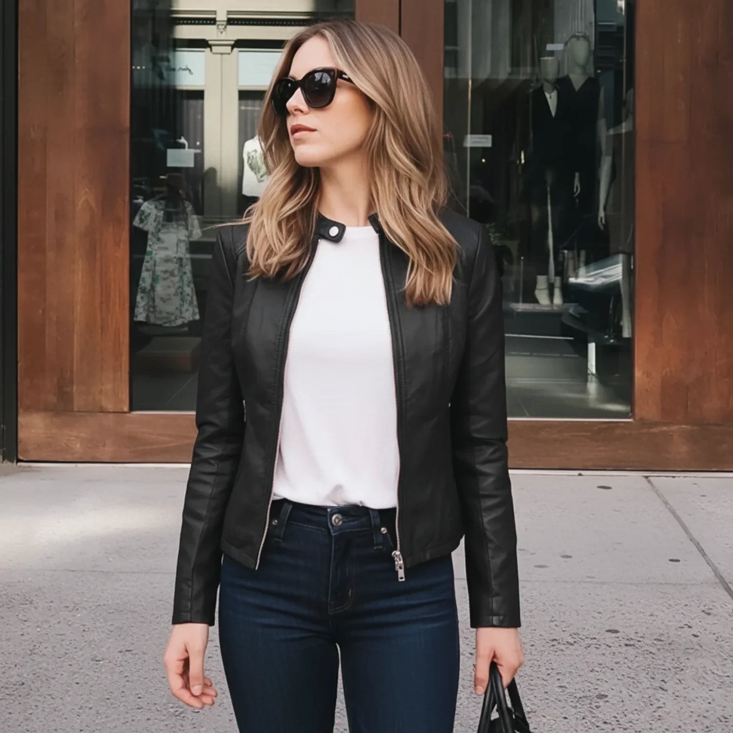 Modern Leather Jacket for Women | Classic Zip-Up Biker Jacket