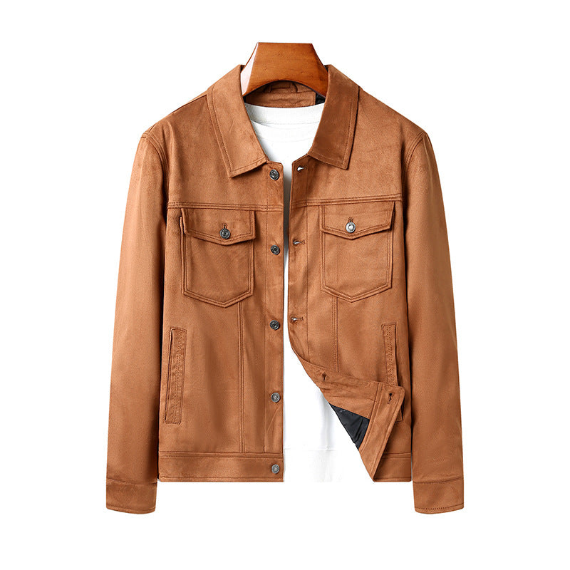 Classic Button-Up Leather-Style Jacket for Men | Timeless Utility Design