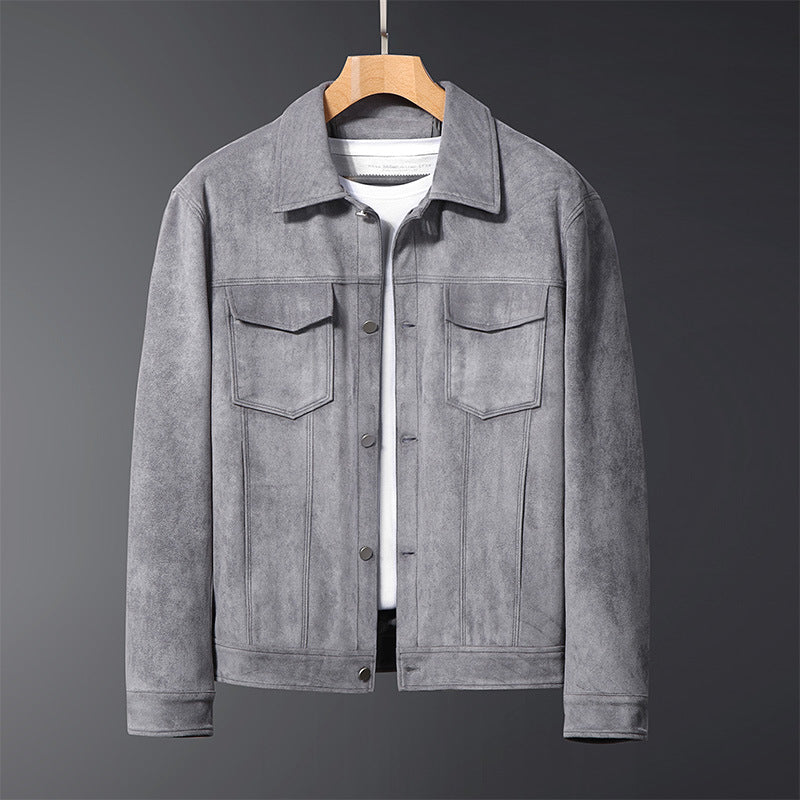 Classic Button-Up Leather-Style Jacket for Men | Timeless Utility Design