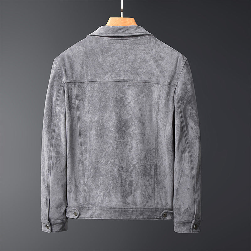 Classic Button-Up Leather-Style Jacket for Men | Timeless Utility Design