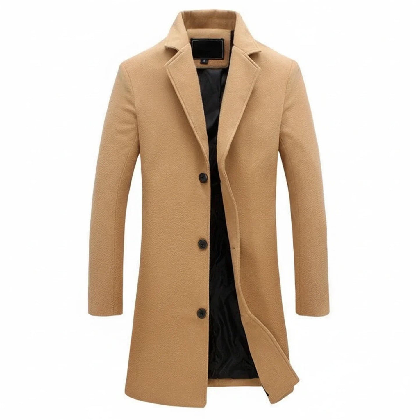Tailored Wool Blend Overcoat for Men | Classic Single-Breasted Design
