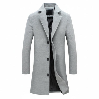 Tailored Wool Blend Overcoat for Men | Classic Single-Breasted Design