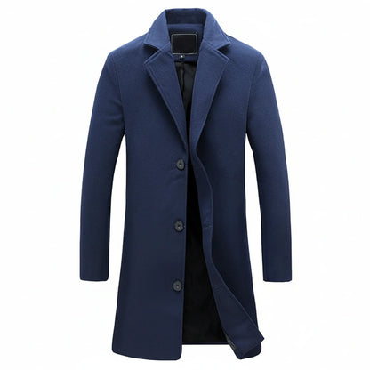 Tailored Wool Blend Overcoat for Men | Classic Single-Breasted Design