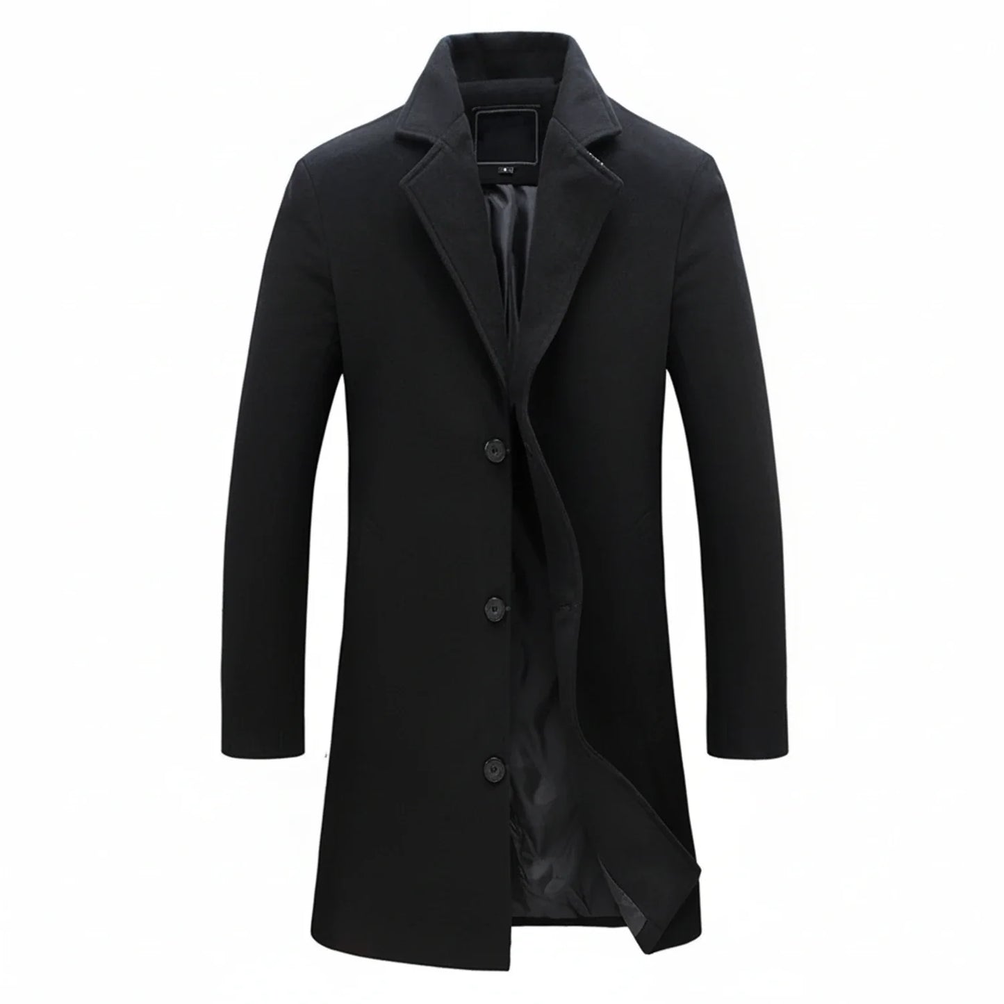 Tailored Wool Blend Overcoat for Men | Classic Single-Breasted Design