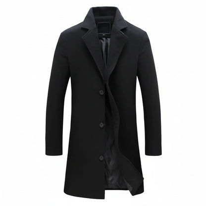 Tailored Wool Blend Overcoat for Men | Classic Single-Breasted Design