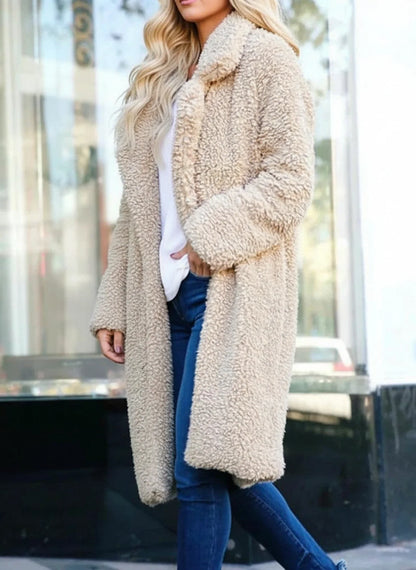 Elegant Teddy Jacket for Women | Longline Open-Front Coat