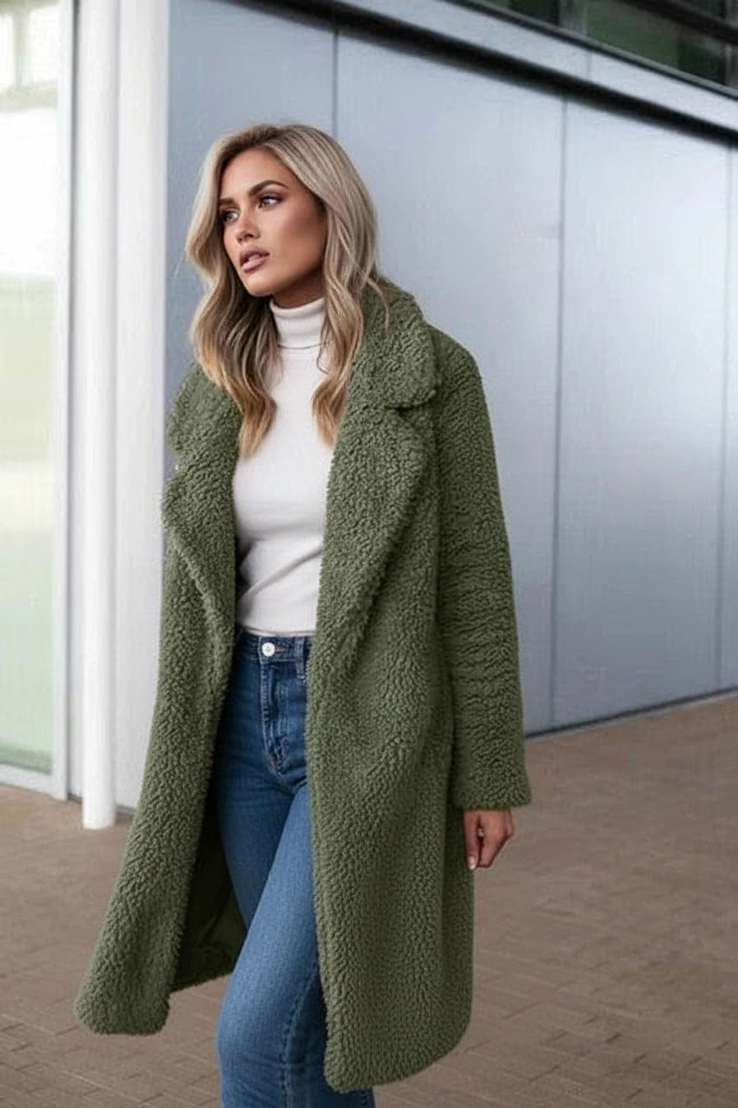 Elegant Teddy Jacket for Women | Longline Open-Front Coat