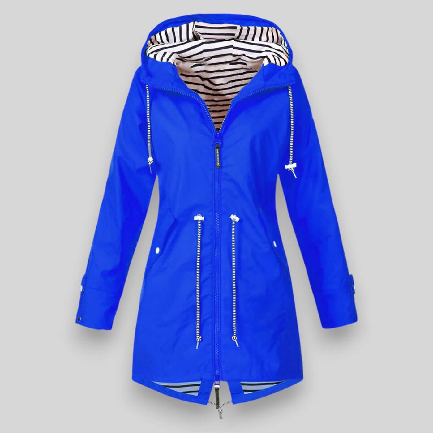 Modern Rain Jacket for Women | Hooded Zip-Up Design & Adjustable Waist Fit