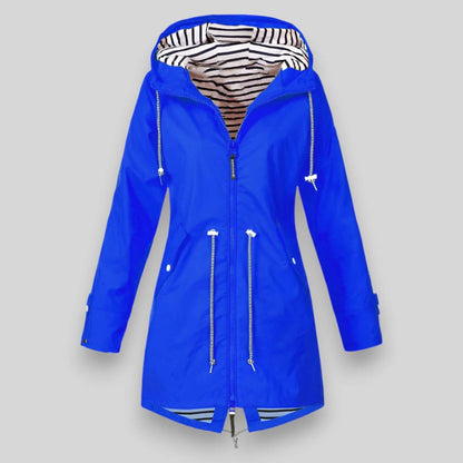 Modern Rain Jacket for Women | Hooded Zip-Up Design & Adjustable Waist Fit