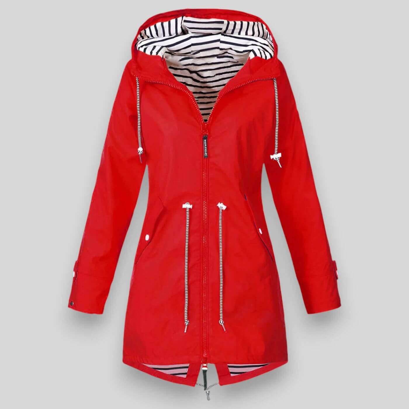 Modern Rain Jacket for Women | Hooded Zip-Up Design & Adjustable Waist Fit