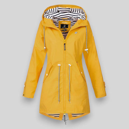 Modern Rain Jacket for Women | Hooded Zip-Up Design & Adjustable Waist Fit